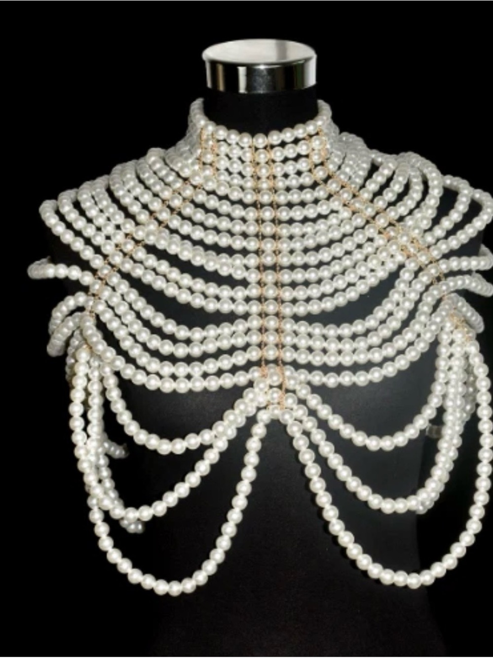 Elegant White Pearl Multi-Layer Body Necklace
